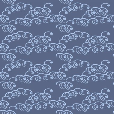 Japon Kıvrımlı Okyanus Dalga Vektörü Kusursuz Desen