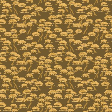 Japon Çam Ağacı Motif Vektörü Kusursuz Desen