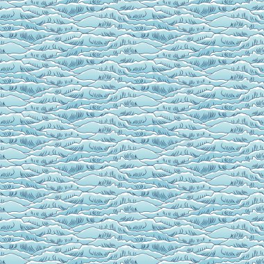 Japon Sanatı Okyanus Dalgası Vektörü Kusursuz Desen