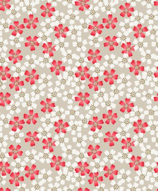 Japon Kiraz Çiçeği Sonbahar Vektörü Kusursuz Desen