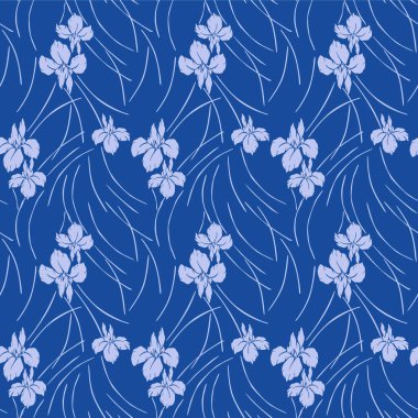 Japon Orkidesi Girdap Hattı Vektörü Kusursuz Desen