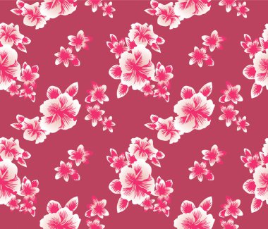 Japon Tropikal Çiçek Yaprak Vektörü Kusursuz Desen