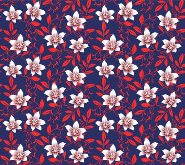 Japon Tatlı Çiçek Yaprak Vektörü Kusursuz Desen