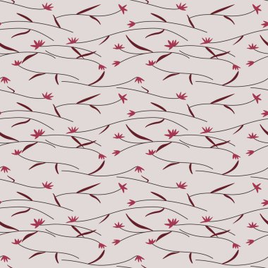 Japon Çimeni Yaprak Dalları Vektörü Kusursuz Desen