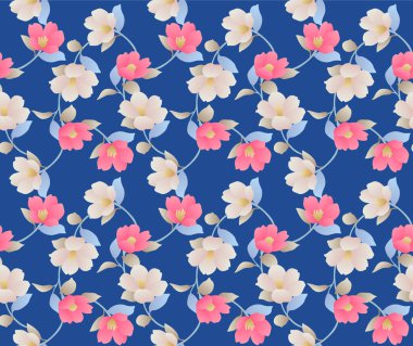 Japon Güzel Çiçek Vektörü Kusursuz Desen