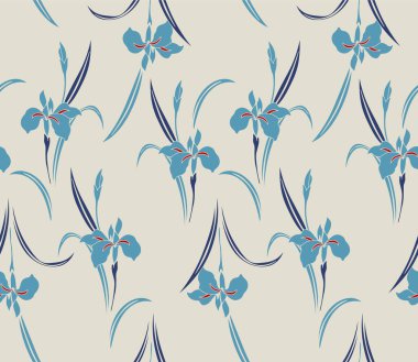 Japon Kıvırcık Çiçek Vektörü Kusursuz Desen