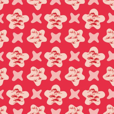 Japon Sanat Çiçeği Motif Vektörü Kusursuz Desen