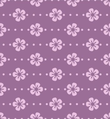 Japon Kiraz Çiçeği Nokta Hattı Vektörü Kusursuz Desen