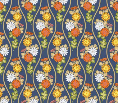 Japon Buket Dalga Hattı Vektörü Kusursuz Desen