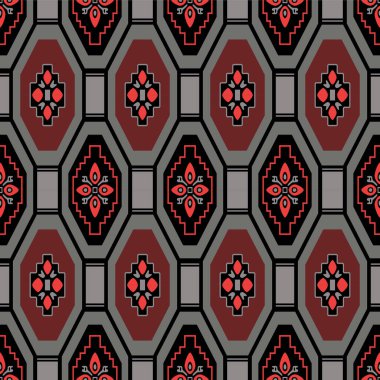 Japon Sekizgen Çiçeği Mozaik Vektörü Kusursuz Desen