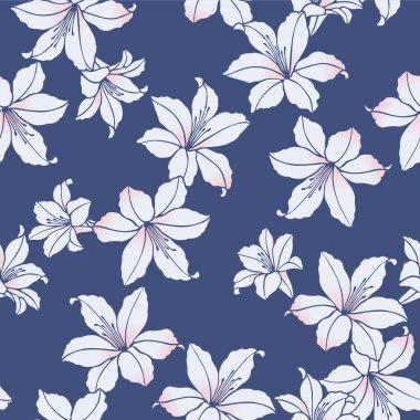 Japon Lily Çiçeği Sonbahar Vektörü Kusursuz Desen