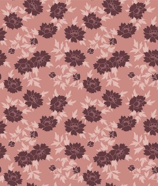 Japanese Romantic Flower Leaf Branch Vector Seamless Pattern