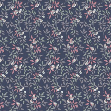Japanese Wild Flower Leaf Vector Seamless Pattern