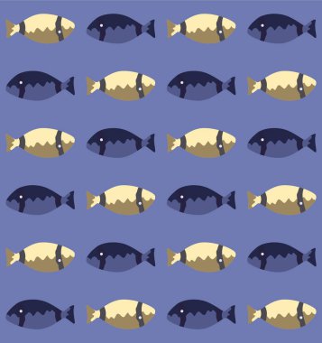 Japon Şirin Balık Motif Vektörü Kusursuz Desen