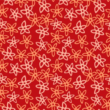 Japon Çizen Yıldız Çiçeği Vektörü Kusursuz Desen