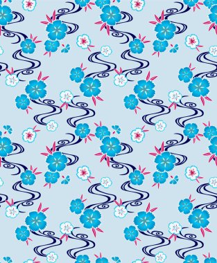 Japon Çiçek Akımı Hattı Vektörü Kusursuz Desen