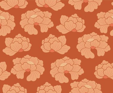 Japon Klasik Çiçek Çiçeği Vektörü Kusursuz Desen