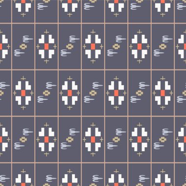 Japon Çapraz Çiçek Dikdörtgeni Vektörü Kusursuz Desen