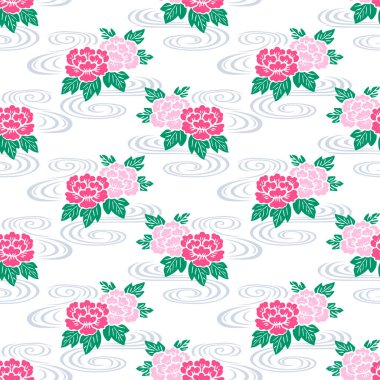 Japon Çiçeği Girdabı Nehir Vektörü Kusursuz Desen