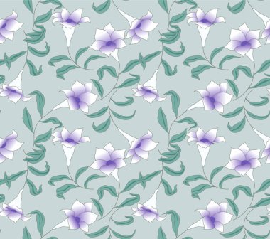 Japon Romantik Çiçek Vine Vektörü Kusursuz Desen