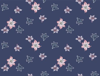 Japon Tropikal Çiçek Vektörü Kusursuz Desen