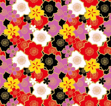 Japon Kiraz Çiçeği Vektörü Kusursuz Desen