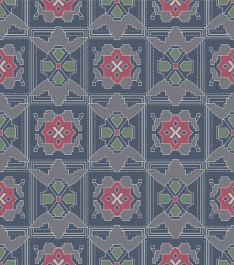 Japon Geometrik Çiçek Motifli Döşeme Vektörü Kusursuz Desen