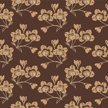 Japon Klasik Çiçek Motif Vektörü Kusursuz Desen