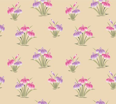 Japon Güzel Çiçek Çimeni Vektörü Kusursuz Desen