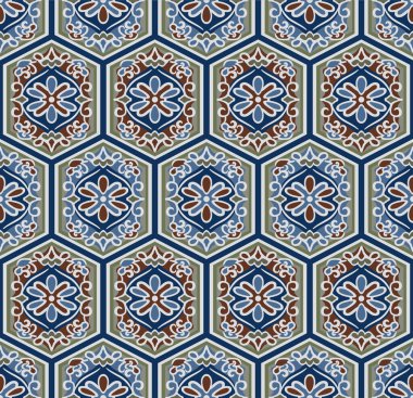 Japon Çiçeği Altıgen Vektörü Kusursuz Desen