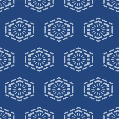 Japon Altıgen Çiçek Vektörü Kusursuz Desen