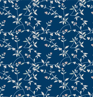  Japon Çiçeği Kıvrımlı Sarmaşık Vektörü Kusursuz Desen