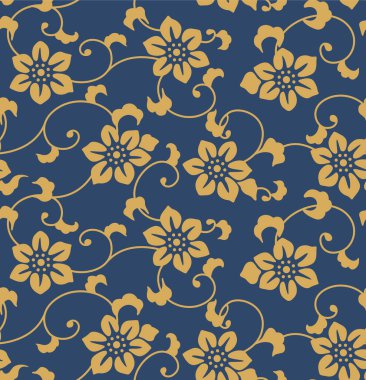 Japon Çiçeği Girdabı Vine Vektörü Kusursuz Desen