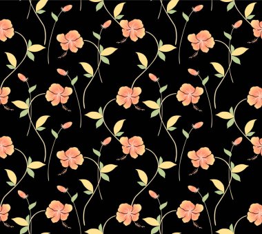 Japon Girdabı Çiçek Dalları Vektörü Kusursuz Desen