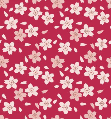 Japon Kiraz Çiçeği Sonbahar Vektörü Kusursuz Desen