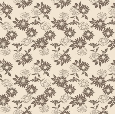 Japon Bahçe Çiçeği Yaprak Vektörü Kusursuz Desen