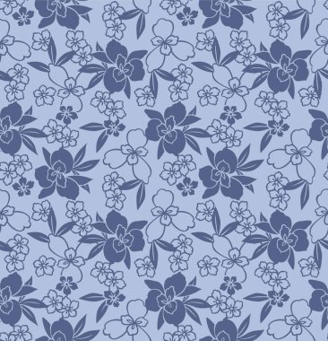 Japon Vahşi Çiçek Vektörü Kusursuz Desen