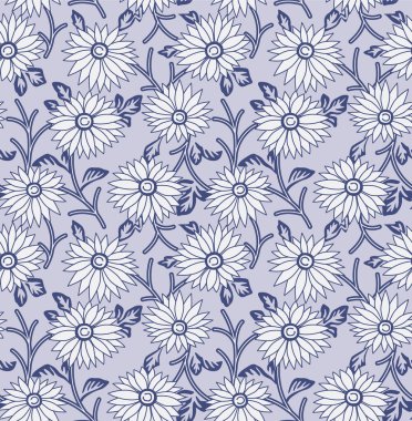 Japanese Pretty Garden Flower Vector Seamless Pattern