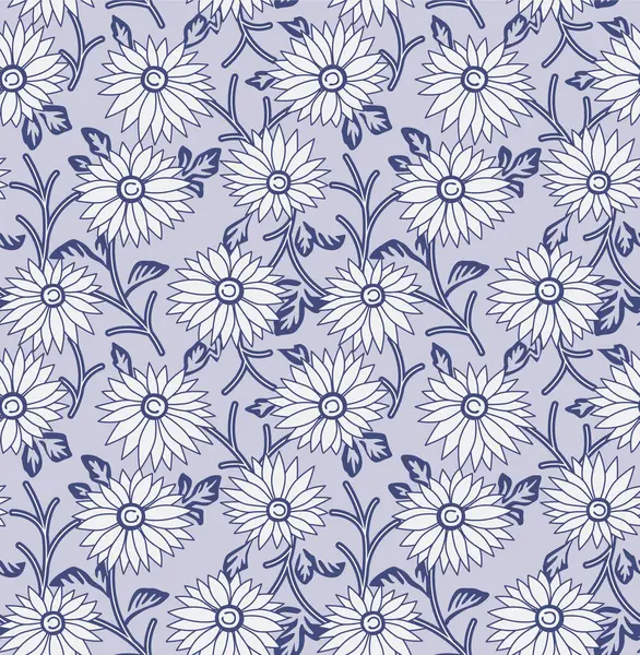 Japanese Pretty Garden Flower Vector Seamless Pattern