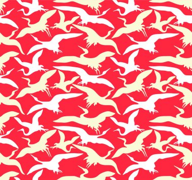 Japon Uçan Turna Kuşu Vektörü Kusursuz Desen