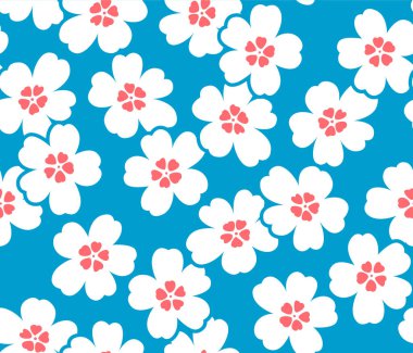 Japon Şirin Kiraz Çiçeği Sonbahar Vektörü Kusursuz Desen