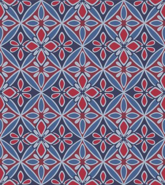 Japon Çiçeği Elmas Mozaik Vektörü Kusursuz Desen