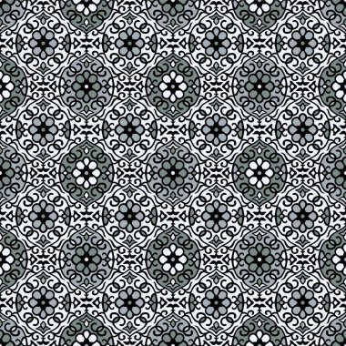 Japon Flower Curl Net Vektörsüz Desen