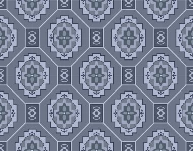 Japon Çiçeği Sekizgen Mozaik Vektörü Kusursuz Desen