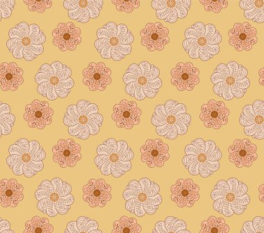 Japon Curl Fan Çiçek Vektörü Kusursuz Desen