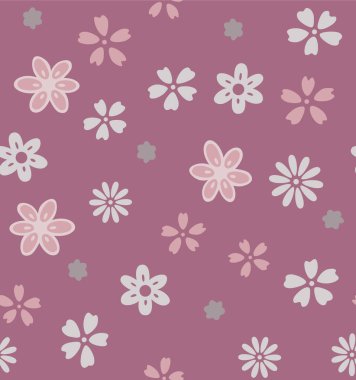 Japon Şirin Çiçek Sonbahar Vektörü Kusursuz Desen