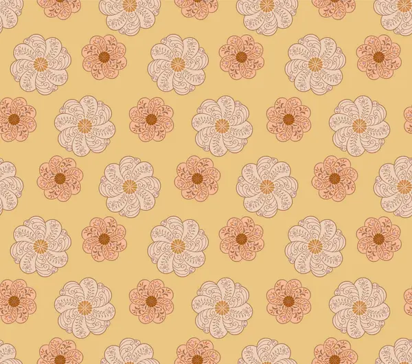 Japon Curl Fan Çiçek Vektörü Kusursuz Desen