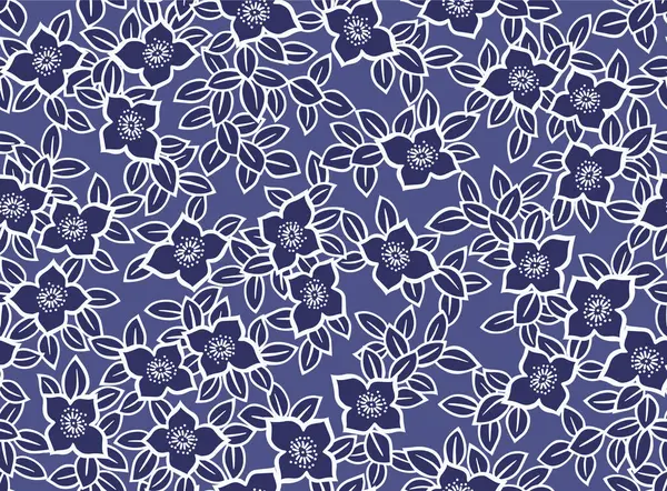 Japon Bahçe Çiçeği Yaprak Vektörü Kusursuz Desen