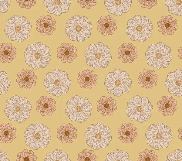 Japon Curl Fan Çiçek Vektörü Kusursuz Desen