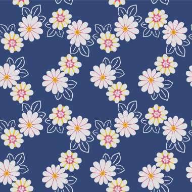 Japon Güzel Çiçek Yaprak Vektörü Kusursuz Desen